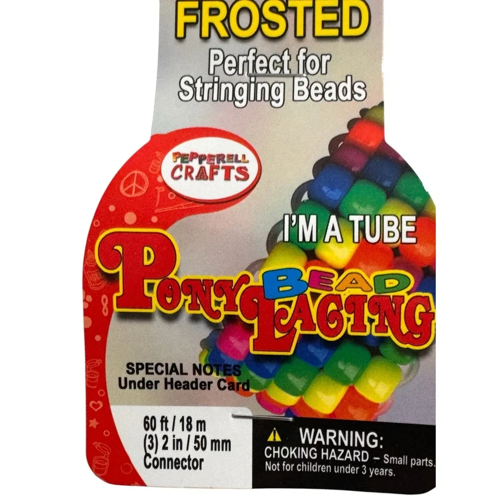 Pepperell Crafts Frosted Pony Bead Lacing 60ft Jewelry Stringing Tube 2167914